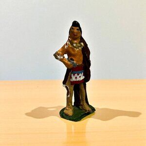 Vintage Metal Native American Thanksgiving Village 2 1/2" Figurine